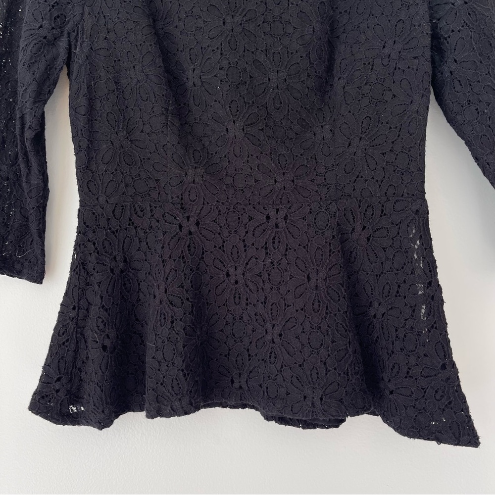 Anthropologie‎ Moulinette Soeurs Black Eyelet Lace Peplum Top Sz 4 - Picture 4 of 9